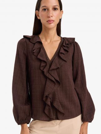 بلوز زنانه قهوه ای دفکتو