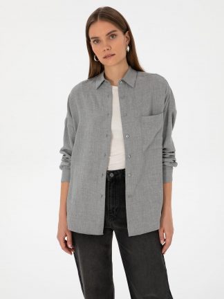 شومیز زنانه خاکستری پیرکاردین