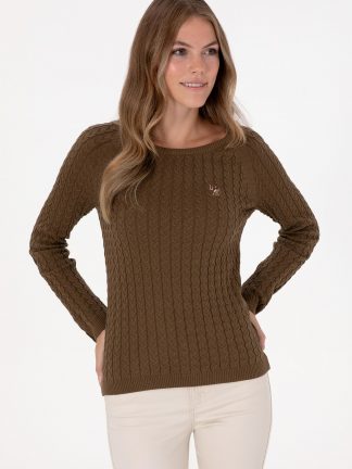 پلیور زنانه خاکی روشن یو اس پولو