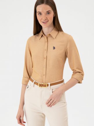 شومیز زنانه شتری یو اس پولو