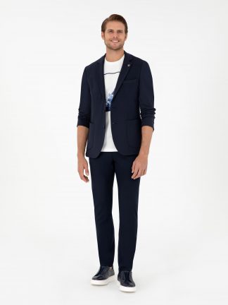 شلوار کتان مردانه سرمه ای پیرکاردین