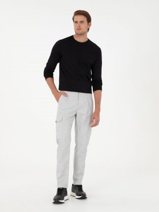 شلوار کتان مردانه خاکستری روشن پیرکاردین