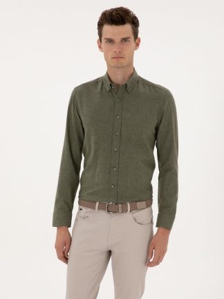 پیراهن آستین بلند مردانه خاکی روشن پیرکاردین