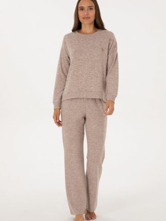 ست لباس راحتی زنانه شتری یو اس پولو