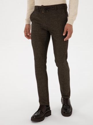 شلوار کتان مردانه قهوه ای پیرکاردین