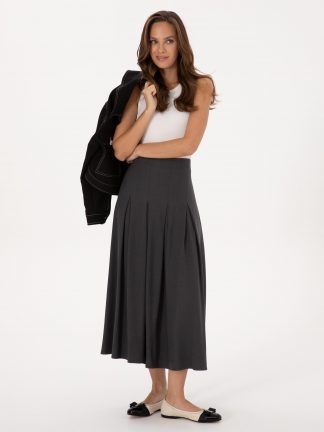 دامن زنانه خاکستری تیره پیرکاردین