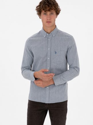 پیراهن آستین بلند مردانه آبی روشن یو اس پولو