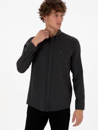 پیراهن آستین بلند مردانه مشکی یو اس پولو