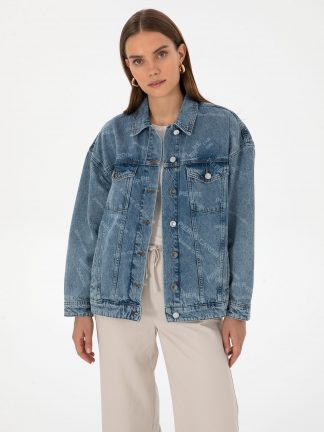 کت جین زنانه آبی روشن پیرکاردین