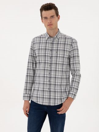 پیراهن آستین بلند مردانه سرمه ای پیرکاردین