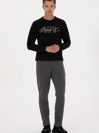 شلوار راحتی مردانه خاکستری تیره یو اس پولو