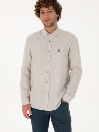 پیراهن آستین بلند مردانه بژ یو اس پولو