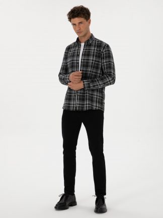 شلوار جین اسلیم فیت مردانه خاکستری تیره پیرکاردین