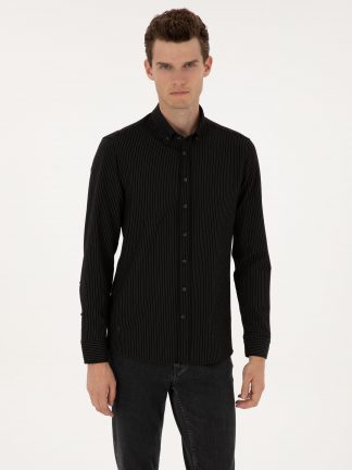 پیراهن آستین بلند مردانه مشکی پیرکاردین