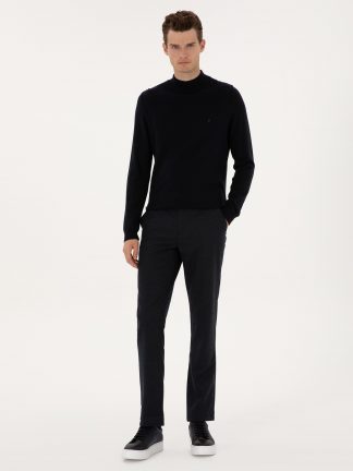 شلوار کتان مردانه سرمه ای پیرکاردین