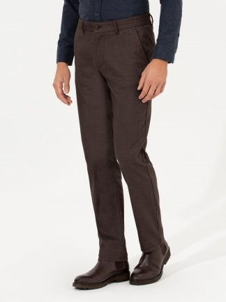 شلوار کتان مردانه قهوه ای پیرکاردین