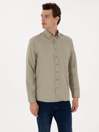 پیراهن آستین بلند مردانه آبی فیروزه ای پیرکاردین