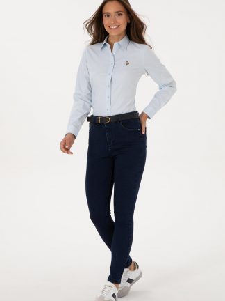 شلوار جین جذب زنانه آبی تیره یو اس پولو