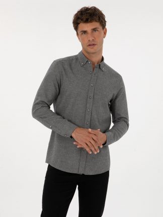 پیراهن آستین بلند مردانه خاکستری پیرکاردین