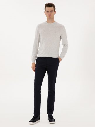 شلوار کتان مردانه سرمه ای پیرکاردین