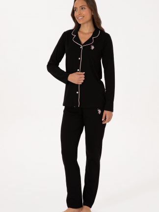 لباس خواب زنانه مشکی یو اس پولو