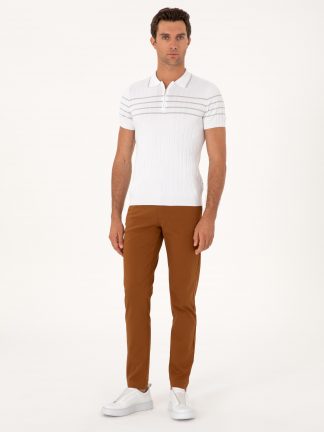 شلوار کتان مردانه قهوه ای روشن کاشارل