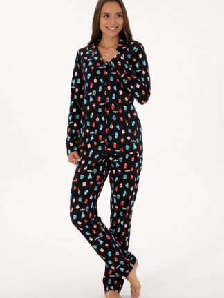 لباس خواب زنانه سرمه ای یو اس پولو