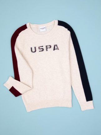 پلیور پسرانه کرم ملانژ یو اس پولو