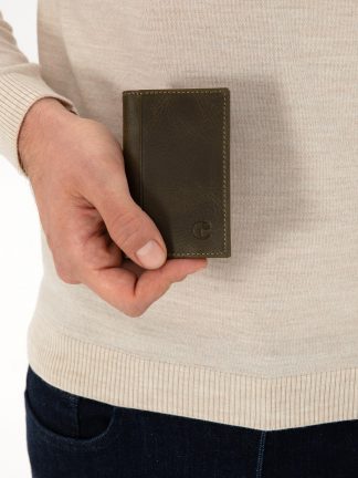 کیف پول و کارت مردانه خاکی روشن کاشارل