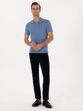 شلوار کتان مردانه سرمه ای کاشارل