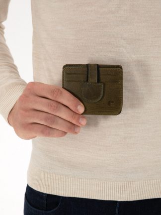 کیف پول و کارت مردانه خاکی روشن کاشارل