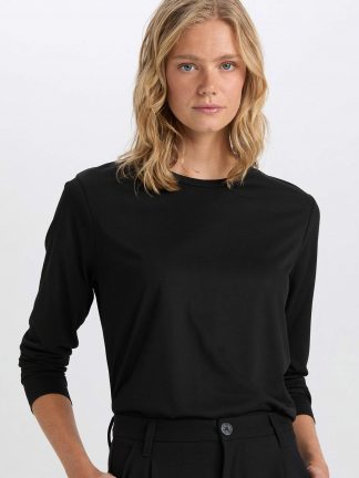 تی‌شرت آستین بلند زنانه مشکی دفکتو