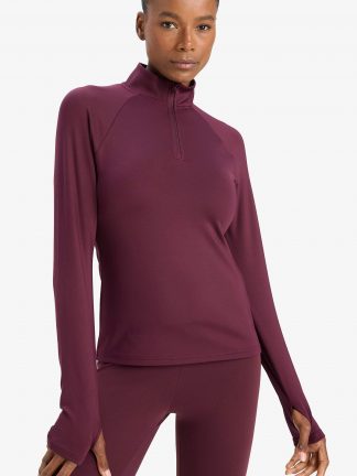 تی‌شرت آستین بلند زنانه زرشکی دفکتو