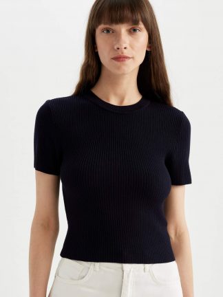 تیشرت زنانه سرمه ای دفکتو