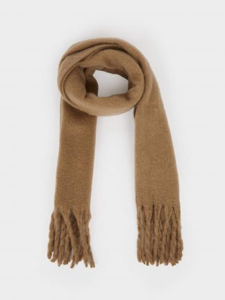 شال بافت زنانه قهوه ای روشن دفکتو