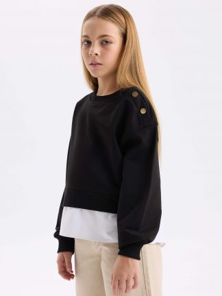 سویشرت دخترانه مشکی دفکتو