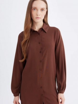 شومیز زنانه قهوه ای دفکتو