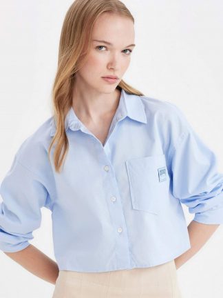 شومیز زنانه آبی روشن دفکتو