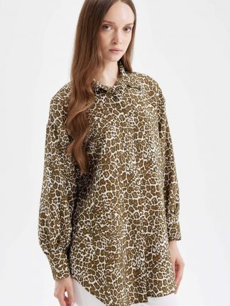 شومیز زنانه خاکی دفکتو