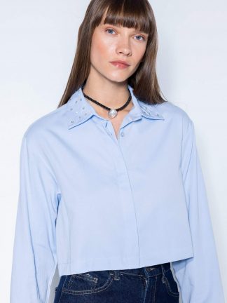 شومیز زنانه آبی روشن دفکتو