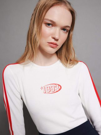 تی‌شرت آستین بلند زنانه سفید دفکتو