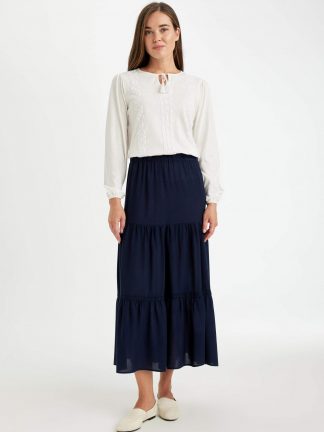 دامن ماکسی زنانه سرمه ای دفکتو