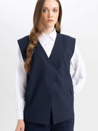 جلیقه زنانه سرمه ای دفکتو