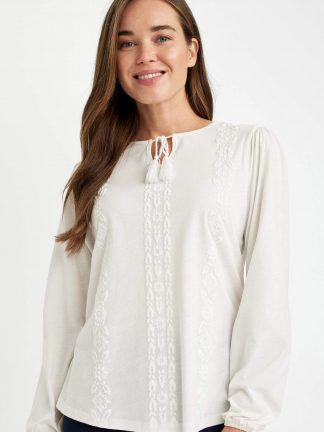 بلوز زنانه بژ دفکتو