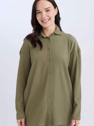 شومیز زنانه خاکی دفکتو