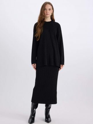 دامن ماکسی زنانه مشکی دفکتو