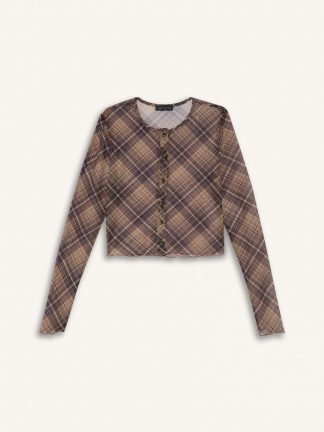 بلوز زنانه قهوه ای دفکتو