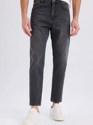 شلوار جین اسلیم فیت مردانه خاکستری تیره دفکتو