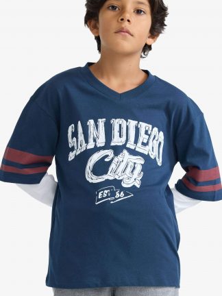 تی شرت پسرانه سرمه ای دفکتو