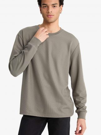 تی شرت آستین بلند مردانه خاکی دفکتو